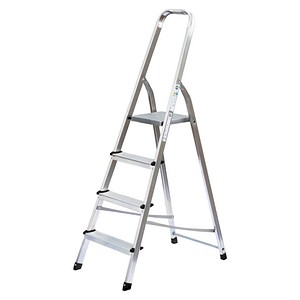 MUNK Stehleiter 11125, 1x 4 Stufen, silber, Aluminium 4031405111257 MUNK