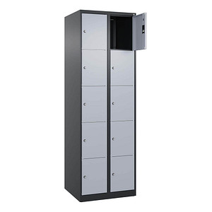 4068427573077 - Schließfachschrank Classic Plus schwarzgrau weißaluminium 080000-205 S10040 10 Schließfächer 600 x 500 x 1850 cm 4068427573