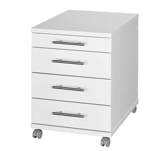 4260637312419 - Rollcontainer 052720Z Holz weiß 3 normale Schubladen mit extra Utensilienauszug 4260637312419 Möbelpartner