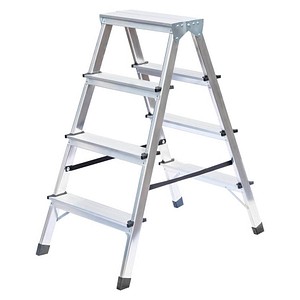 MUNK Stehleiter 11164, 2x 4 Stufen, silber, Aluminium 4031405111646 MUNK