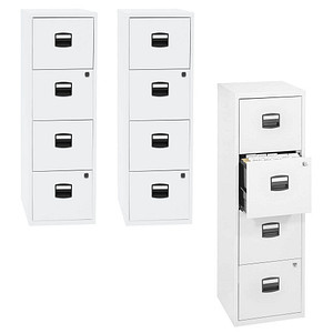 AKTION: BISLEY Home PFA 4 Hängeregistraturschränke verkehrsweiß 4 Schubladen 41,3 x 40,0 x 132,1 cm, 3 St.
