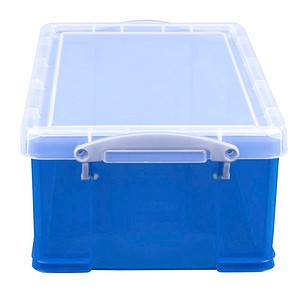 5060024801651 - Aufbewahrungsbox 9TB 9 Liter mit Deckel für A4 CDs DVDs außen 395x255x155mm Kunststoff blau transparent 5060024801651 Reall