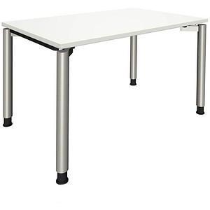 4260429768912 - fm fastline höhenverstellbarer Schreibtisch weiß rechteckig 4-Fuß-Gestell silber 1200 x 800 cm