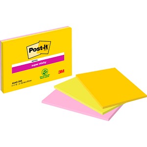 Post-it Haftnotizen 6445-3SS-EU, Super Sticky Meeting Notes, 101x152mm, gelb/grün/pink, rechteckig 4054596856707 Post-it 3 Stück