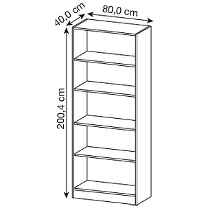 4032062023631 - Melaminharzbeschichtete Spanplatte Regal 4 Fachböden 800 x 400 x 2004 mm Braun Walnuss