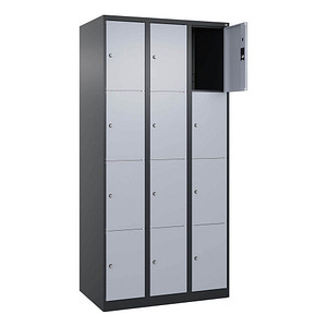 4068427573114 - Schließfachschrank Classic Plus schwarzgrau weißaluminium 080000-304 S10033 12 Schließfächer 900 x 500 x 1850 cm 4068427573