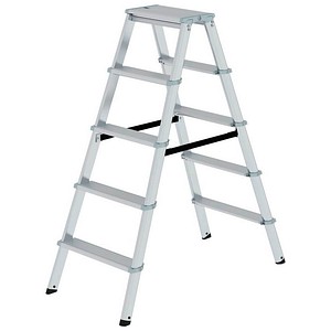 MUNK Stehleiter beidseitig 11235 silber 2x 5 Stufen, H: 116,0 cm