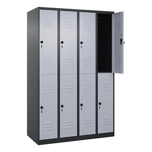 CP Spind Classic Plus schwarzgrau, weißaluminium 080300-40 S10118, 8 Schließfächer 120,0 x 50,0 x 185,0 cm