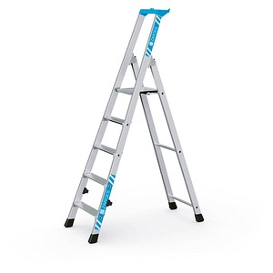 4003866424559 - Stufenleiter klappbar einseitig begehbar mit Ablageschale für leichten Einsatz 5 Stufen inkl Plattform ZARGES