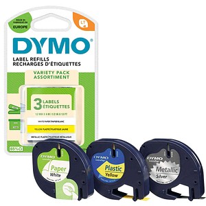 Dymo LetraTag Schriftbänder - 3er Pack - Schwarz