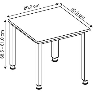 4032062119587 - Schreibtisch Q-Serie VQS08 W manuell höhenverstellbar 685-81cm (H) 80x80cm (BxT) rechteckig weiß silber 4032062119587 Ha 4032062119587 - Schreibtisch Q-Serie VQS08 W manuell höhenverstellbar 685-81cm (H) 80x80cm (BxT) rechteckig weiß silber 4032062119587 Ha