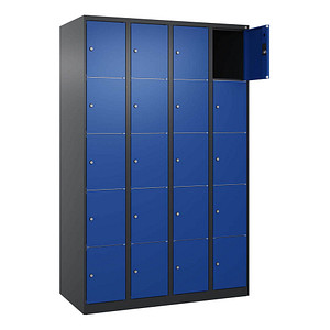 CP Schließfachschrank Classic Plus enzianblau, schwarzgrau 080000-405 S10030, 20 Schließfächer 120,0 x 50,0 x 185,0 cm