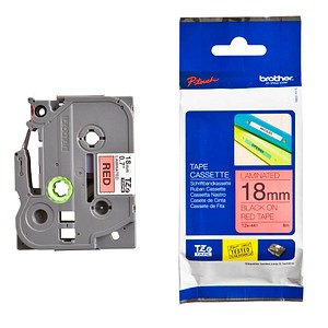 Beschriftungsband TZe-441 TZE441, 18 mm schwarz auf rot