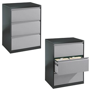 4025314220278 - Hängeregistraturschränke doppelbahnig 3 Schubfächer anthrazit silber 4025314220278 C+P-Möbel 4025314220278 - Hängeregistraturschränke doppelbahnig 3 Schubfächer anthrazit silber 4025314220278 C+P-Möbel