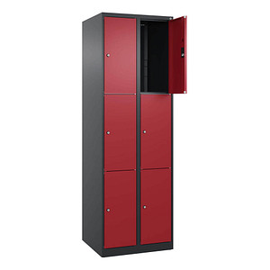 4068427434286 - Schließfachschrank Classic Plus rubinrot schwarzgrau 080000-203 S10034 6 Schließfächer 600 x 500 x 1850 cm 4068427434286 CP