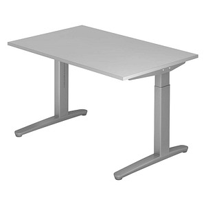 HAMMERBACHER VXB12 höhenverstellbarer Schreibtisch lichtgrau rechteckig, C-Fuß-Gestell silber 120,0 x 80,0 cm