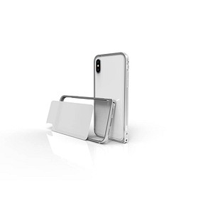Aluminium Bumper mit Rückseitenschutzglas Bumper für Apple iPhone X silber