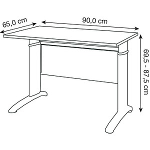 4260637312877 - Amatis höhenverstellbarer Schreibtisch trüffeleiche rechteckig C-Fuß-Gestell silber 900 x 650 cm 4260637312877 - Amatis höhenverstellbarer Schreibtisch trüffeleiche rechteckig C-Fuß-Gestell silber 900 x 650 cm