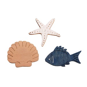4006166469121 - Holz-Streudeko blau weiß natur Fisch Muschel Seestern 18 St