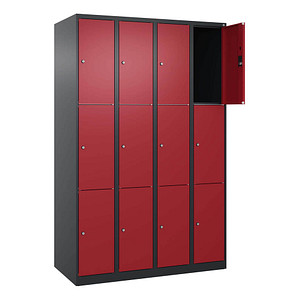 4068427434323 - Schließfachschrank Classic Plus rubinrot schwarzgrau 080000-403 S10034 12 Schließfächer 1200 x 500 x 1850 cm 4068427434323 