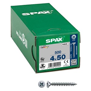 4003530004094 - Universalschraube 4 x 50 mm 500 Stück Vollgewinde Senkkopf Kreuzschlitz Z2 4CUT wirox - 1081010400505 - Spax