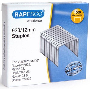 Rapesco Heftklammern 923/12, 1238, Stahldraht verzinkt, Heftleistung 2-85 Blatt 5018505005449 Rapesco 1000 Stück