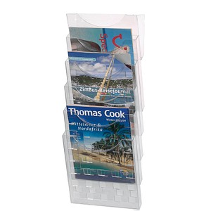 Wandprospekthalter the grid wall transparent DIN A4 5 Fächer