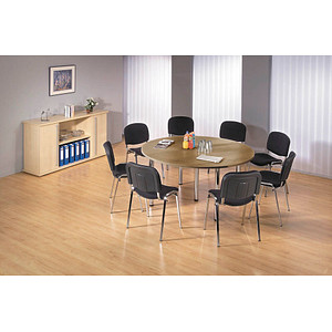 4032062191941 - HAMMERBACHER Konferenztisch nussbaum rund Rundrohr chrom 1600 x 1600 x 720 - 740 cm
