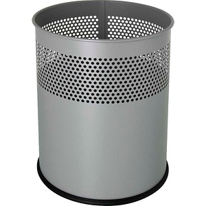 Helit Papierkorb the dot H2515787, 15 Liter, rund, grau Lochdekor 4012086010435 Helit
