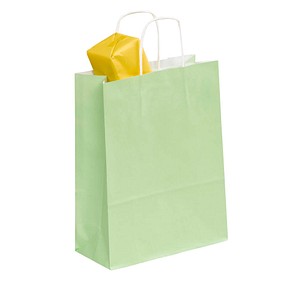 VP Papier-Tragetaschen Toptwist hellgrün 24,0 x 31,0 cm, 50 St.