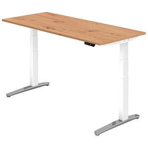 4032062189146 - VXBHM19 elektrisch höhenverstellbarer Schreibtisch asteiche rechteckig C-Fuß-Gestell weiß 1800 x 800 cm