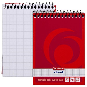 Herlitz Notizblock 110734, kariert, A7, 60g, rot, 50 Blatt 4008110110738 Herlitz
