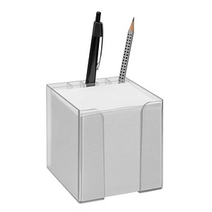 Zettelbox mit Stiftehalter transparent inkl. 850 Notizzettel weiß, 1 St.