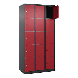 4068427434651 - Schließfachschrank Classic Plus rubinrot schwarzgrau 080000-305 S10029 15 Schließfächer 900 x 500 x 1850 cm 4068427434651 C