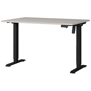 GERMANIA Adrano höhenverstellbarer Schreibtisch kaschmir rechteckig, T-Fuß-Gestell schwarz 120,0 x 80,0 cm