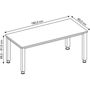 4032062165157 - Schreibtisch Q-Serie VQS19 E manuell höhenverstellbar 180x80cm (BxT) rechteckig eiche Silber 4032062165157 Hammerbacher 4032062165157 - Schreibtisch Q-Serie VQS19 E manuell höhenverstellbar 180x80cm (BxT) rechteckig eiche Silber 4032062165157 Hammerbacher