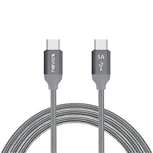 nevox USB-C auf USB-C Kabel - 1m - Silber - USB 2.0 - 100W PD