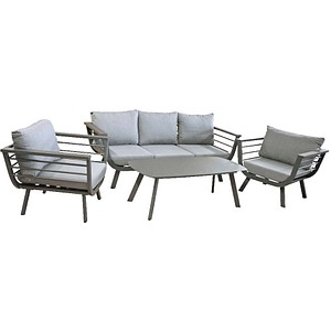 Garden Pleasure Loungegruppe ELIA hellgrau, dunkelgrau Metall, 14-teilig
