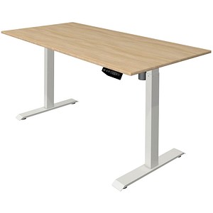 Kerkmann Move 1 elektrisch höhenverstellbarer Schreibtisch eiche hell rechteckig, T-Fuß-Gestell weiß 160,0 x 80,0 cm