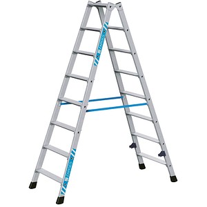 4003866424689 - Stehleiter beidseitig Nova B silber 2x 8 Stufen H 1840 cm