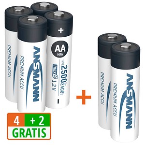 4013674011322 - 4 + 2 GRATIS 4 ANSMANN Akkus Photo Mignon AA 2400 mAh + GRATIS 2 St