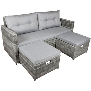 Garden Pleasure Loungesofa Malta grau Kunststoff, Metall, 8-teilig