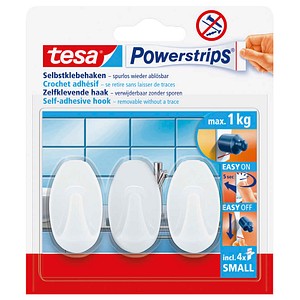 tesa Oval Small Klebehaken für max. 1,0 kg, 1,4 x 3,4 cm, 3 St.