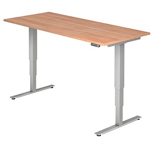 XDSM19 höhenverstellbarer Schreibtisch nussbaum rechteckig