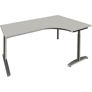 4260672332243 - fm Sidney höhenverstellbarer Schreibtisch lichtgrau Bogenform C-Fuß-Gestell Rundrohr silber 1800 x 800 cm 4260672332243 - fm Sidney höhenverstellbarer Schreibtisch lichtgrau Bogenform C-Fuß-Gestell Rundrohr silber 1800 x 800 cm