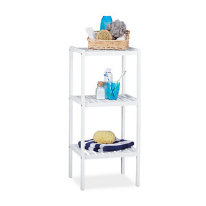 4052025209117 - Bambus Badregal 3 Ablageflächen Holzregal Standregal Bambusregal Küchenregal hbt 80 x 345 x 33 cm weiß - Relaxdays