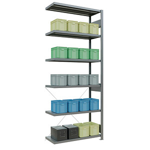 4004514203007 - Anbau-Schwerlastregal MULTIplus 250 12946 silber 1000 x 400 x 2500 cm 4004514203007 SCHULTE