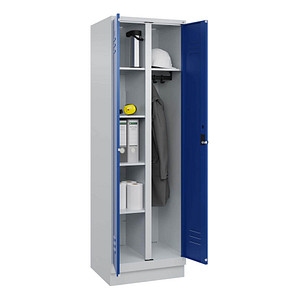 4067521054673 - Putzmittelspind Classic PLUS 1 Abteil Trennwand mittig lichtgrau enzianblau B 600 mm mit Bodensockel Drehriegel C+P 4067521054673 - Putzmittelspind Classic PLUS 1 Abteil Trennwand mittig lichtgrau enzianblau B 600 mm mit Bodensockel Drehriegel C+P