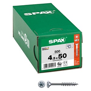 4003530154171 - Universalschraube 45 x 50 mm 500 Stück Teilgewinde Senkkopf t-star plus T20 4CUT wirox - 0191010450505 - Spax