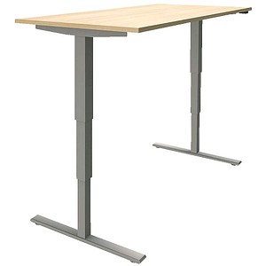 4260267323335 - fm Sidney elektrisch höhenverstellbarer Schreibtisch königsahorn rechteckig T-Fuß-Gestell silber 1600 x 800 cm